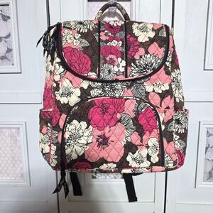 Vera Bradley Double Zip Backpack in RETIRED Mocha Rouge Pattern NWT